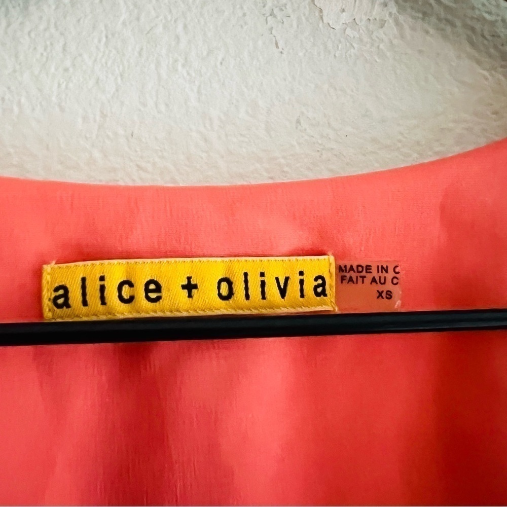 Alice + Olivia Women's Salmon/Peach Silk Blend Mini Dress Tunic Size XS - Picture 5 of 6
